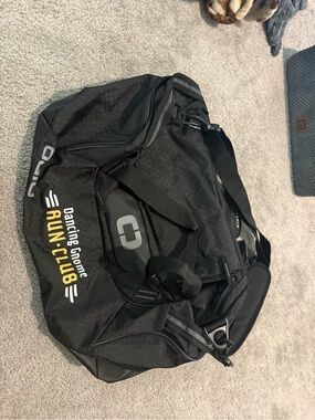 OGIO Black Duffel with Dancing Gnome Run Club Yellow Accent